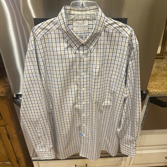 ROUNDTREE & YORKE MENS GOLD LABEL NO IRON COTTON BUTTON-DOWN SHIRT SIZE 18-35 - Picture 1 of 5